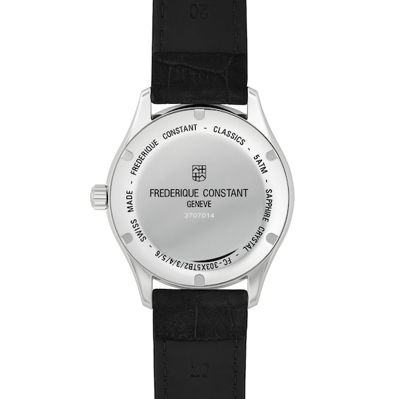 Men's Frederique Constant Classics Index Automatic Watch with Black Dial and Black Leather Strap (Model: Fc-303Nb5B6)