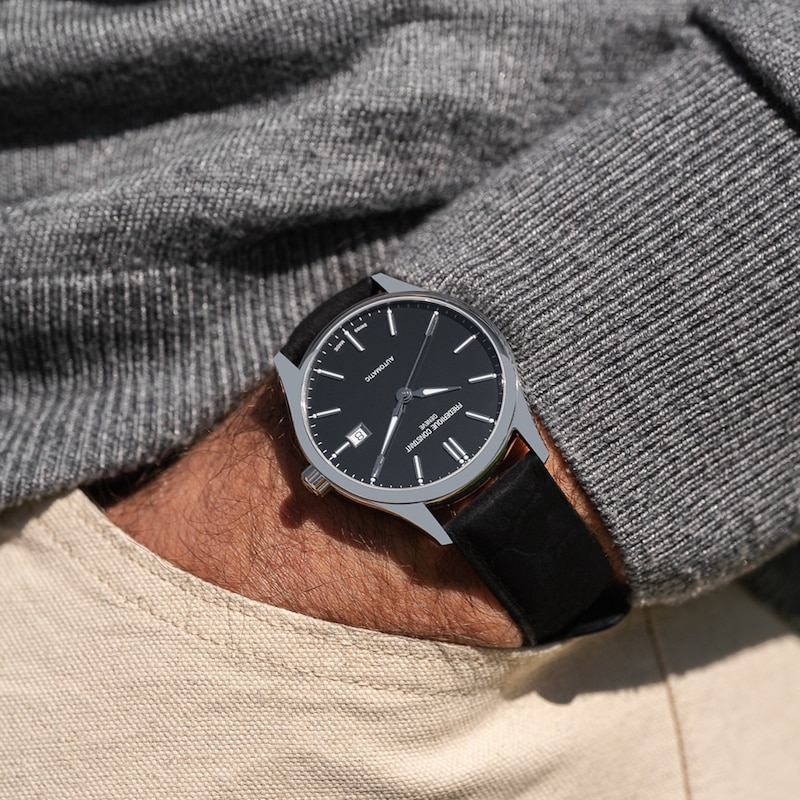 Main Image 4 of Men's Frederique Constant Classics Index Automatic Watch with Black Dial and Black Leather Strap (Model: FC-303NB5B6)
