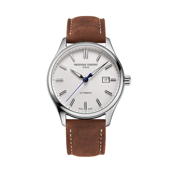 Men's Frederique Constant Classics Index Automatic Watch with White Dial and Brown Leather Strap (Model: Fc-303Ns5B6)