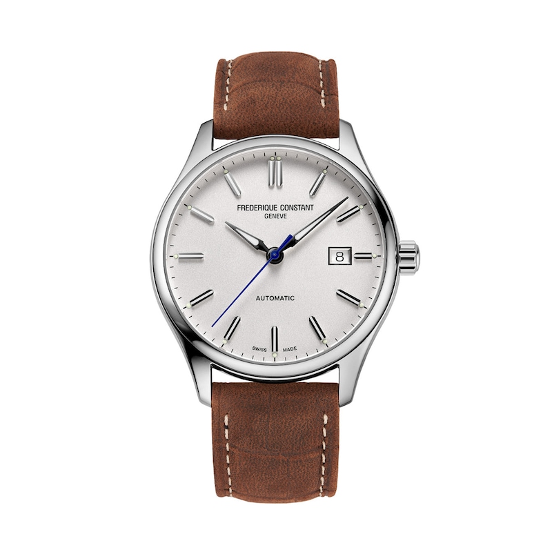 Main Image 1 of Men's Frederique Constant Classics Index Automatic Watch with White Dial and Brown Leather Strap (Model: FC-303NS5B6)