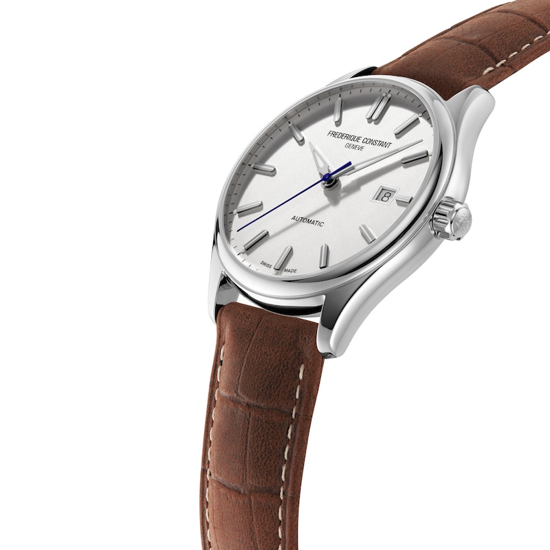 Main Image 2 of Men's Frederique Constant Classics Index Automatic Watch with White Dial and Brown Leather Strap (Model: FC-303NS5B6)