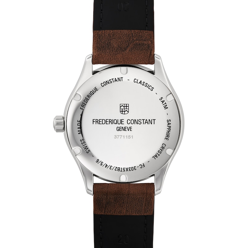 Main Image 3 of Men's Frederique Constant Classics Index Automatic Watch with White Dial and Brown Leather Strap (Model: FC-303NS5B6)