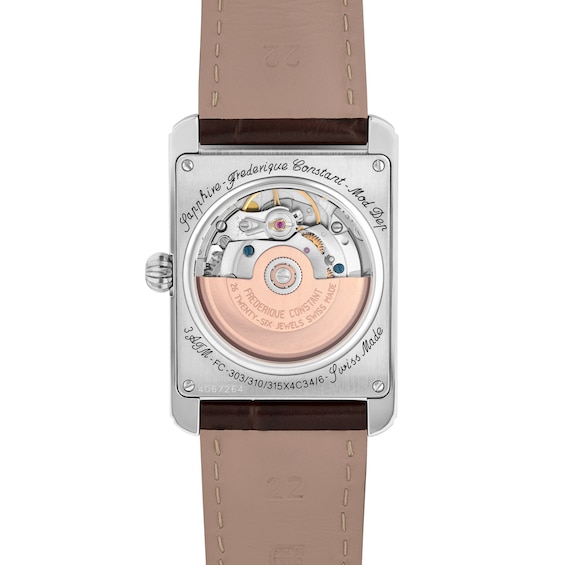 Men's Frederique Constant Classics Carrée Automatic Watch with Salmon Dial and Brown Leather Strap (Model: Fc-303Sal4C6)