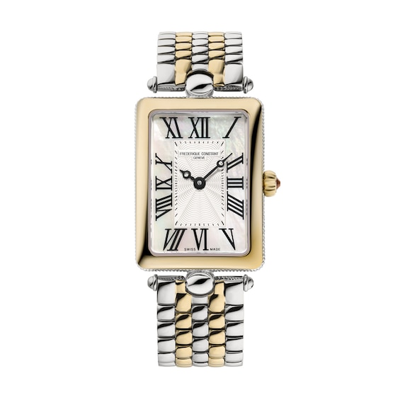 Ladies' Frederique Constant Classics Carrée Two-Tone Analog Watch with Mother-of-Pearl Dial (Model: Fc-200Mpw2Ac3B)