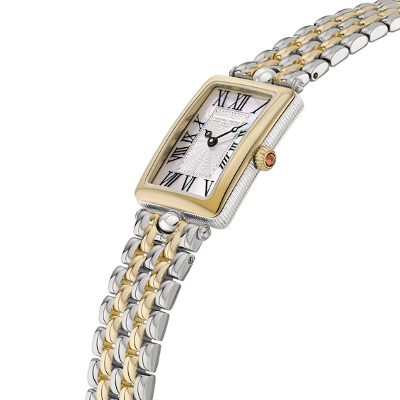 Ladies' Frederique Constant Classics Carrée Two-Tone Analog Watch with Mother-of-Pearl Dial (Model: Fc-200Mpw2Ac3B)