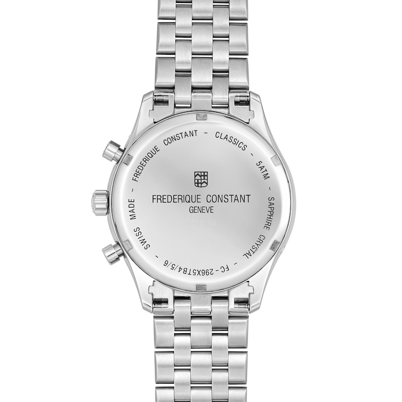 Main Image 5 of Men's Frederique Constant Classics Chronograph Watch with White Dial and Black Leather Strap (Model: FC-296SW5B6)