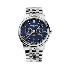 Men's Frederique Constant Classics Index Watch with Navy Blue Dial and Stainless Steel Bracelet (Model: FC-270N4P6B)