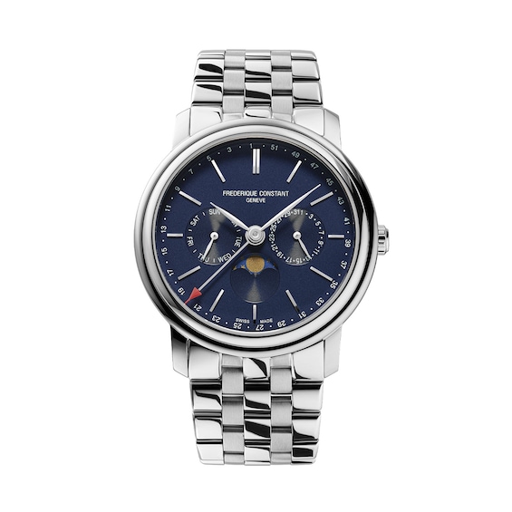 Men's Frederique Constant Classics Index Watch with Navy Blue Dial and Stainless Steel Bracelet (Model: Fc-270N4P6B)