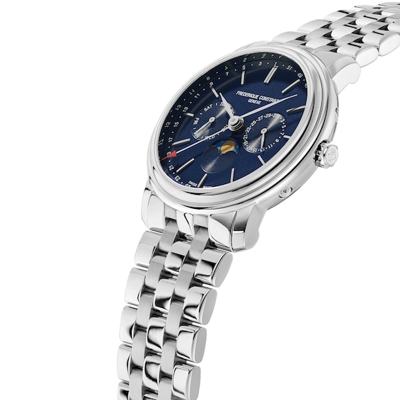 Men's Frederique Constant Classics Index Watch with Navy Blue Dial and Stainless Steel Bracelet (Model: Fc-270N4P6B)