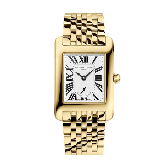 Ladies' Frederique Constant Classics Carrée Gold-Tone IP Analog Watch with White Dial (Model: (Model: Fc-235S2C5B)