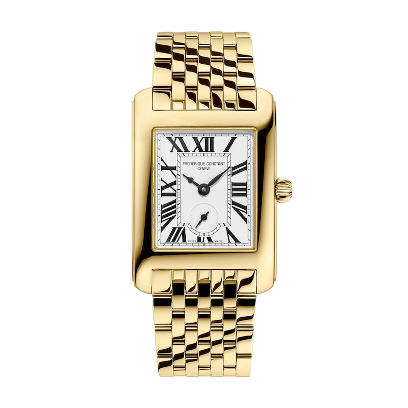 Main Image 1 of Ladies' Frederique Constant Classics Carrée Gold-Tone IP Analog Watch with White Dial (Model: (Model: FC-235S2C5B)