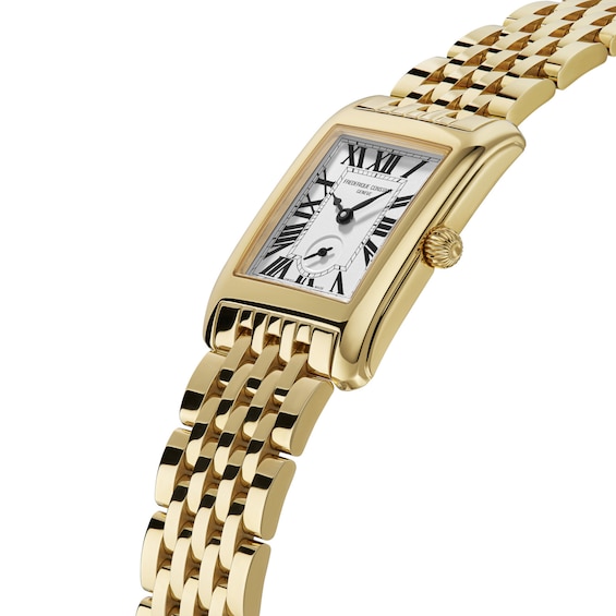 Ladies' Frederique Constant Classics Carrée Gold-Tone IP Analog Watch with White Dial (Model: (Model: Fc-235S2C5B)