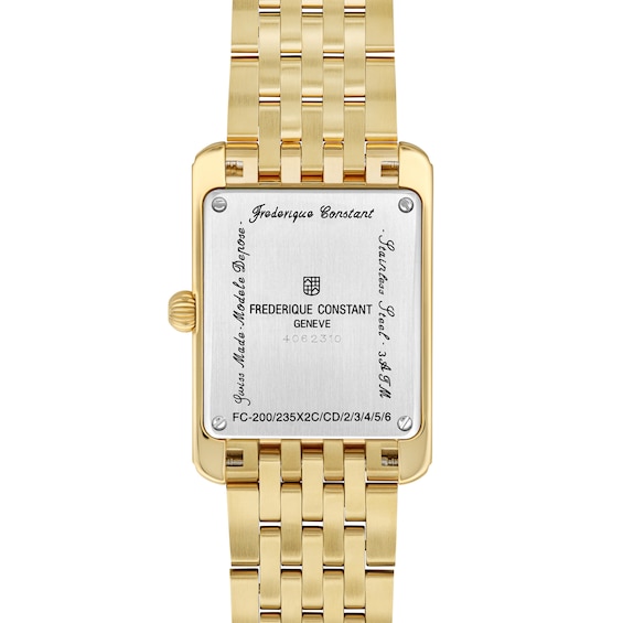 Ladies' Frederique Constant Classics Carrée Gold-Tone IP Analog Watch with White Dial (Model: (Model: Fc-235S2C5B)