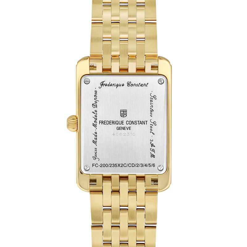 Main Image 3 of Ladies' Frederique Constant Classics Carrée Gold-Tone IP Analog Watch with White Dial (Model: (Model: FC-235S2C5B)