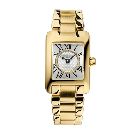 Ladies' Frederique Constant Classics Carrée 1/20 CT. T.w. Diamond Gold-Tone IP Analog Watch (Model: Fc-200Mcdc35B)