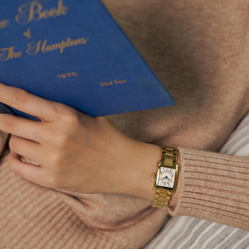 Main Image 3 of Ladies' Frederique Constant Classics Carrée 1/20 CT. T.W. Diamond Gold-Tone IP Analog Watch (Model: FC-200MCDC35B)