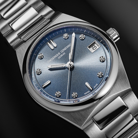 Ladies' Frederique Constant Highlife 1/20 CT. T.w. Diamond Analog Watch with Blue Dial (Model: Fc-240Lnd2Nh26B)