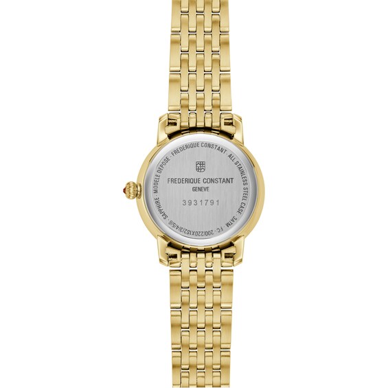 Ladies' Frederique Constant Slimline 1/20 CT. T.w. Diamond Watch with Mother-of-Pearl Dial (Model Fc-220Mpwd1S25B)