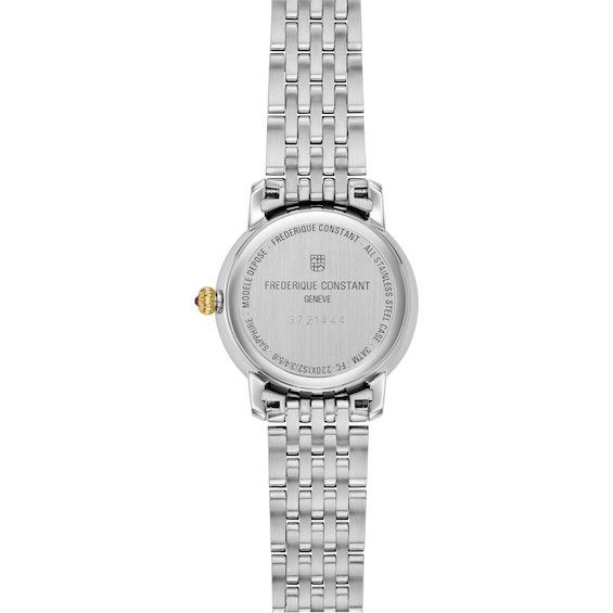 Ladies' Frederique Constant Slimline 1/20 CT. T.w. Diamond Watch with Mother-of-Pearl Dial (Model Fc-220Mpwd1S23B)