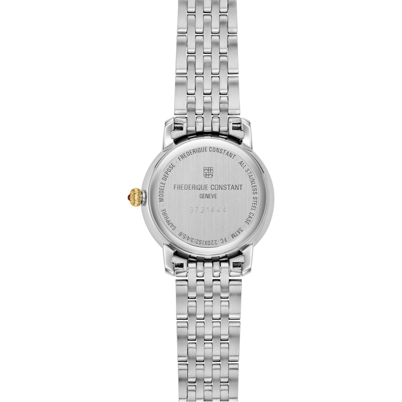 Main Image 3 of Ladies' Frederique Constant Slimline 1/20 CT. T.W. Diamond Watch with Mother-of-Pearl Dial (Model FC-220MPWD1S23B)
