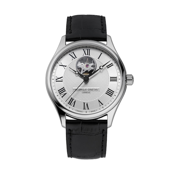 Men's Frederique Constant Classics Automatic Watch with Silver-Tone Dial and Black Leather Strap (Model: Fc-310Mc5B6)