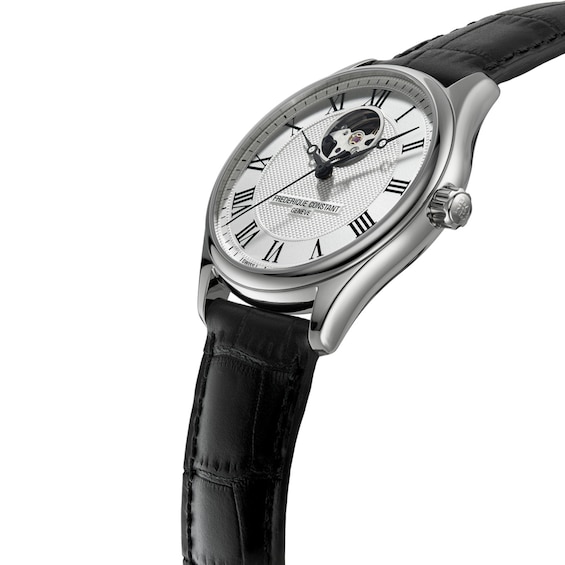 Men's Frederique Constant Classics Automatic Watch with Silver-Tone Dial and Black Leather Strap (Model: Fc-310Mc5B6)