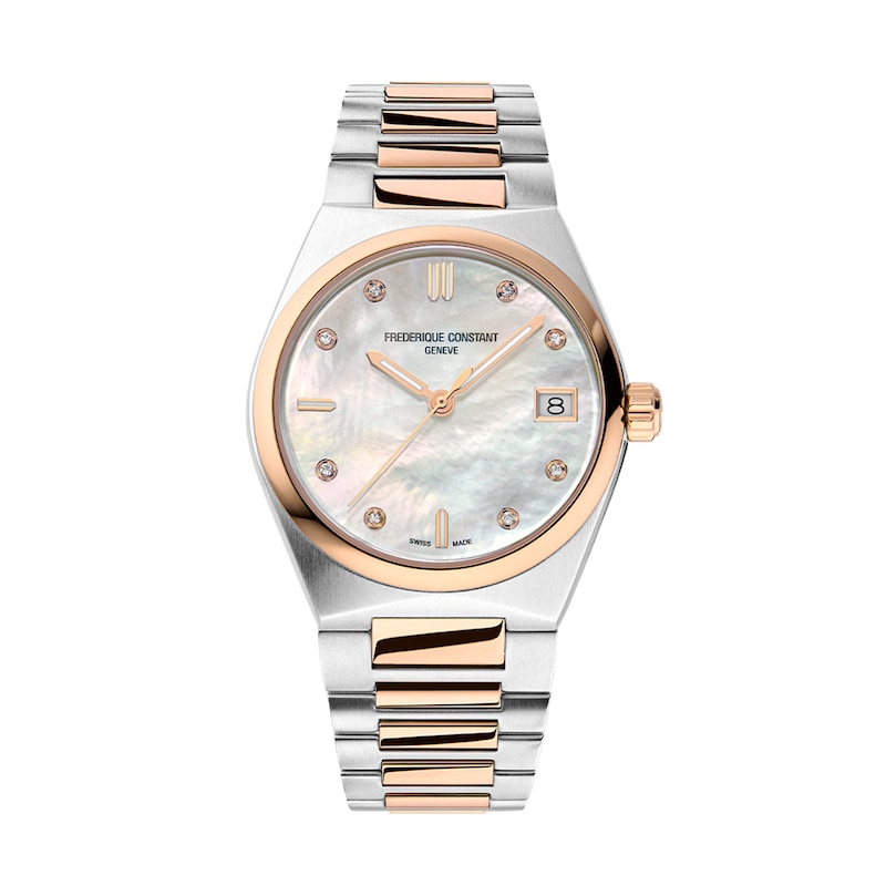 Main Image 1 of Ladies' Frederique Constant Highlife 1/20 CT. T.W. Diamond Watch with Mother-of-Pearl Dial (Model: FC-240MPWD2NH22B)