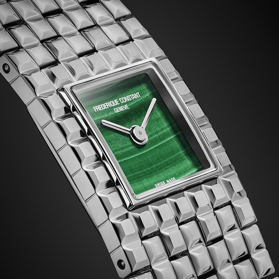 Ladies' Frederique Constant Carrée Manchette Analog Watch with Green Malachite Dial (Model: Fc-200Ma1Mc6B)