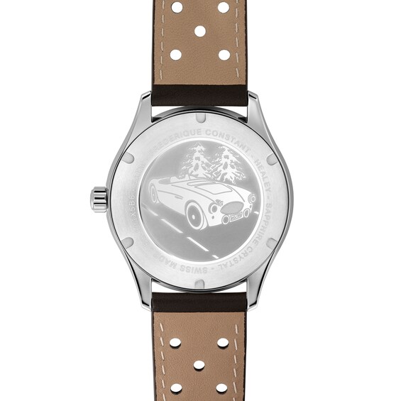 Men's Frederique Constant Healey Analog Watch with Green Dial and Brown Leather Strap (Model: Fc-301Hgrs5B26)