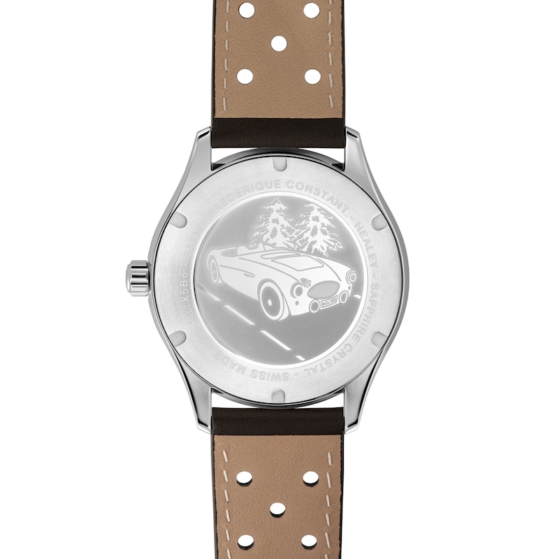 Main Image 3 of Men's Frederique Constant Healey Analog Watch with Green Dial and Brown Leather Strap (Model: FC-301HGRS5B26)