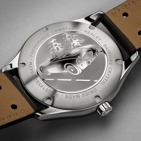 Men's Frederique Constant Healey Analog Watch with Green Dial and Brown Leather Strap (Model: Fc-301Hgrs5B26)
