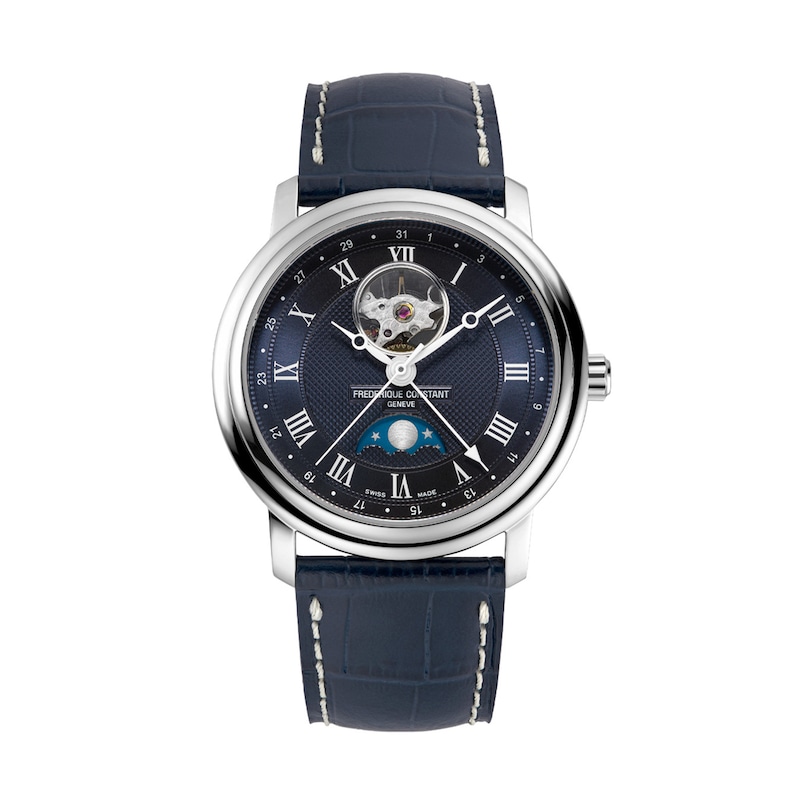Main Image 1 of Men's Frederique Constant Classics Automatic Watch with Navy Blue Dial and Blue Leather Strap (Model: FC-335MCNW4P26)