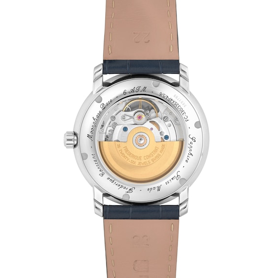 Men's Frederique Constant Classics Automatic Watch with Navy Blue Dial and Blue Leather Strap (Model: Fc-335Mcnw4P26)