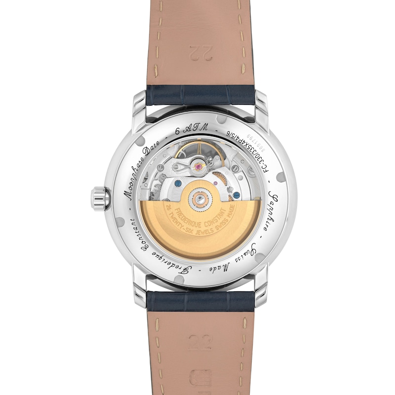 Main Image 3 of Men's Frederique Constant Classics Automatic Watch with Navy Blue Dial and Blue Leather Strap (Model: FC-335MCNW4P26)
