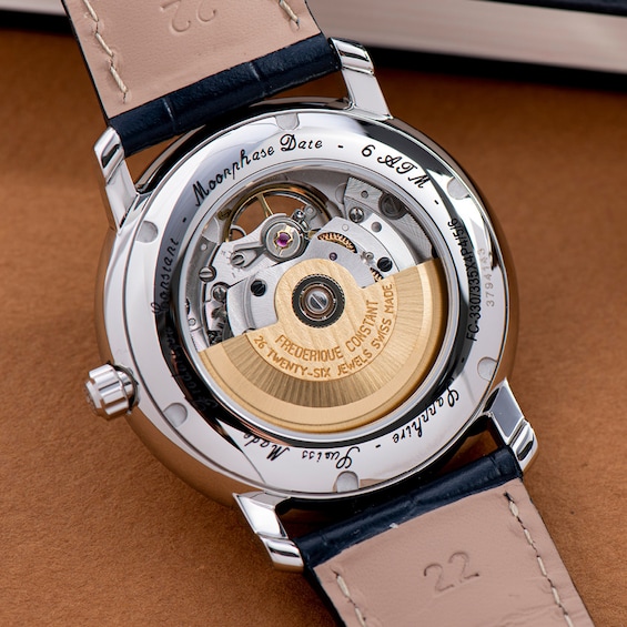 Men's Frederique Constant Classics Automatic Watch with Navy Blue Dial and Blue Leather Strap (Model: Fc-335Mcnw4P26)