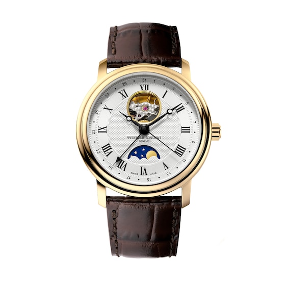 Men's Frederique Constant Classics Gold-Tone IP Automatic Watch with Silver-Tone Dial (Model: Fc-335Mc4P5)