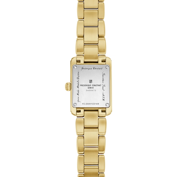 Ladies' Frederique Constant Carrée 3/8 CT. T.w. Diamond Gold-Tone IP Analog Watch with White Dial (Model: Fc-200Mcd25B)