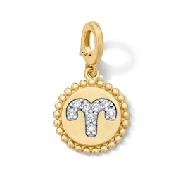 1/15 CT. T.W. Certified Lab-Grown Diamond Pavé Aries Beaded Frame Necklace Charm in 10K Gold (F/VS2)