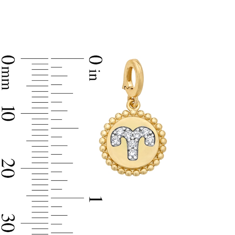 Main Image 3 of 1/15 CT. T.W. Certified Lab-Grown Diamond Pavé Aries Beaded Frame Necklace Charm in 10K Gold (F/VS2)