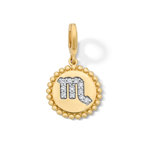 1/15 CT. T.w. Lab-Grown Diamond Pavé Scorpio Beaded Frame Necklace Charm in 10K Gold (F/Vs2)