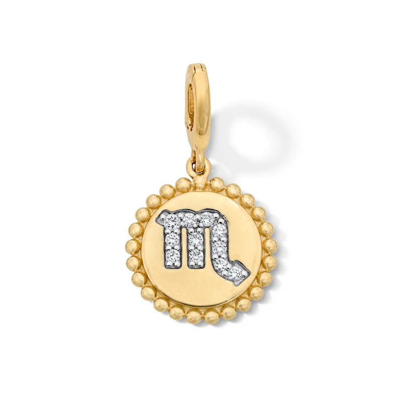 Main Image 1 of 1/15 CT. T.W. Lab-Grown Diamond Pavé Scorpio Beaded Frame Necklace Charm in 10K Gold (F/VS2)