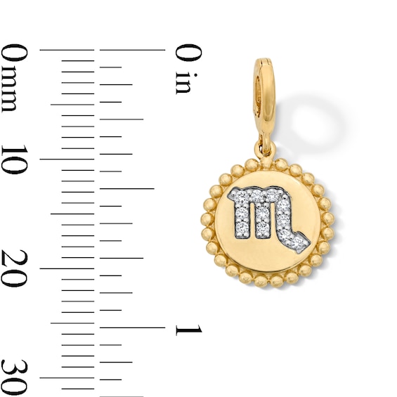 1/15 CT. T.w. Lab-Grown Diamond Pavé Scorpio Beaded Frame Necklace Charm in 10K Gold (F/Vs2)