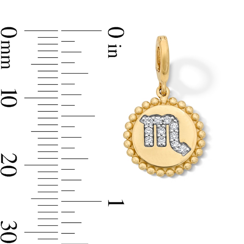 Main Image 3 of 1/15 CT. T.W. Lab-Grown Diamond Pavé Scorpio Beaded Frame Necklace Charm in 10K Gold (F/VS2)