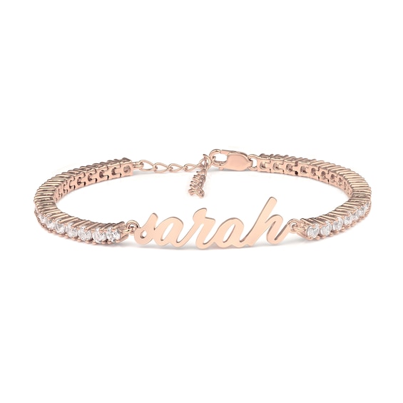 White Lab-Created Sapphire Name Bracelet (1 Name) - 7.5”