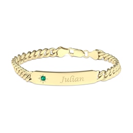 Birthstone and Name Engraved I.D. Bracelet (1 Name and 1 Stone) - 8.5”