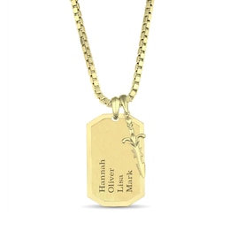Engraved Dog Tag Pendant with Dagger Charm (Up to 4 Lines) – 22”