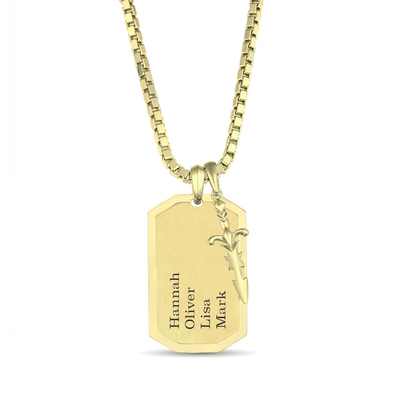 Engraved Dog Tag Pendant with Dagger Charm (Up to 4 Lines) – 22”