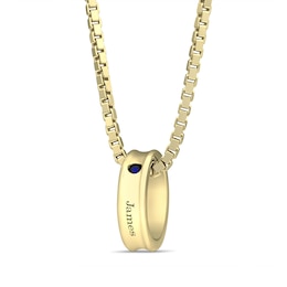 Birthstone and Name Engraved Ring Charm Pendant (1 Name and 1 Stone) - 22”