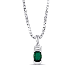 Birthstone and White Lab-Created Sapphire Pendant (1 Stone)- 22"