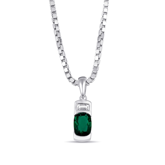 Birthstone and White Lab-Created Sapphire Pendant (1 Stone)- 22"